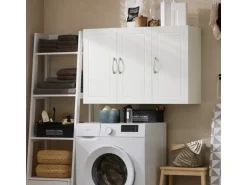 SoBuy Hängeschrank Badezimmerschrank mit Verstellbarem Regal 90x60x30cm Weiß FRG231-L-W