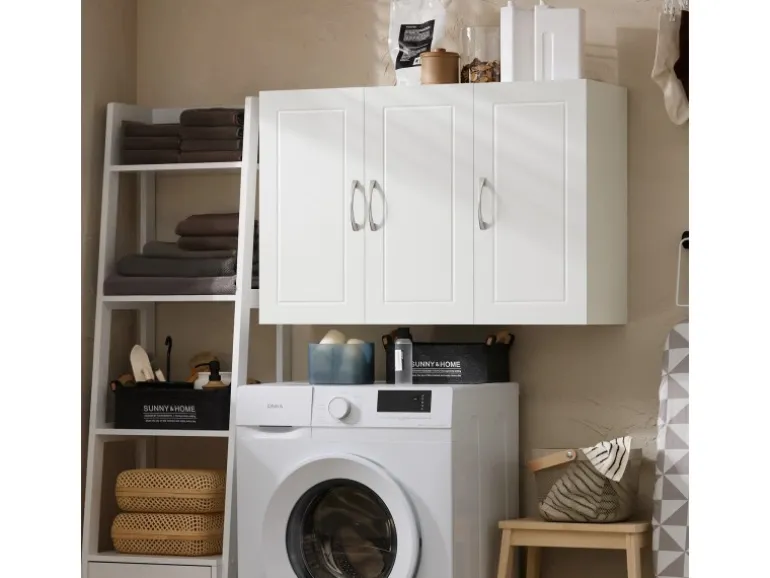 SoBuy Hängeschrank Badezimmerschrank mit Verstellbarem Regal 90x60x30cm Weiß FRG231-L-W