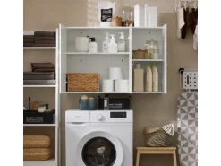 SoBuy Hängeschrank Badezimmerschrank mit Verstellbarem Regal 90x60x30cm Weiß FRG231-L-W