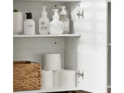 SoBuy Hängeschrank Badezimmerschrank mit Verstellbarem Regal 90x60x30cm Weiß FRG231-L-W