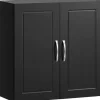 SoBuy Hängeschrank Badezimmerschrank mit Verstellbarem Regal 60x60x30cm Schwarz FRG231-SCH