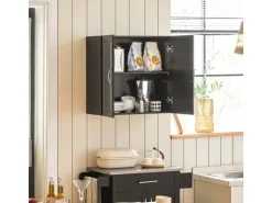 SoBuy Hängeschrank Badezimmerschrank mit Verstellbarem Regal 60x60x30cm Schwarz FRG231-SCH