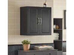 SoBuy Hängeschrank Badezimmerschrank mit Verstellbarem Regal 60x60x30cm Schwarz FRG231-SCH