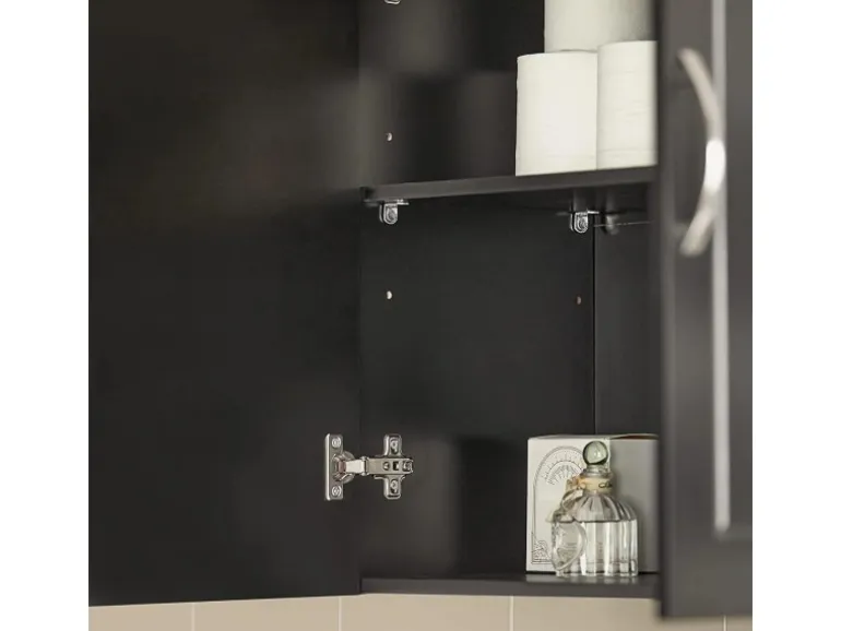 SoBuy Hängeschrank Badezimmerschrank mit Verstellbarem Regal 60x60x30cm Schwarz FRG231-SCH