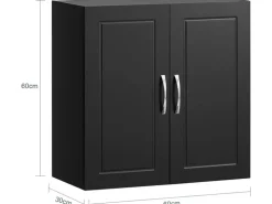 SoBuy Hängeschrank Badezimmerschrank mit Verstellbarem Regal 60x60x30cm Schwarz FRG231-SCH