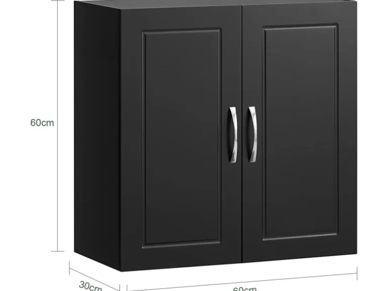 SoBuy Hängeschrank Badezimmerschrank mit Verstellbarem Regal 60x60x30cm Schwarz FRG231-SCH