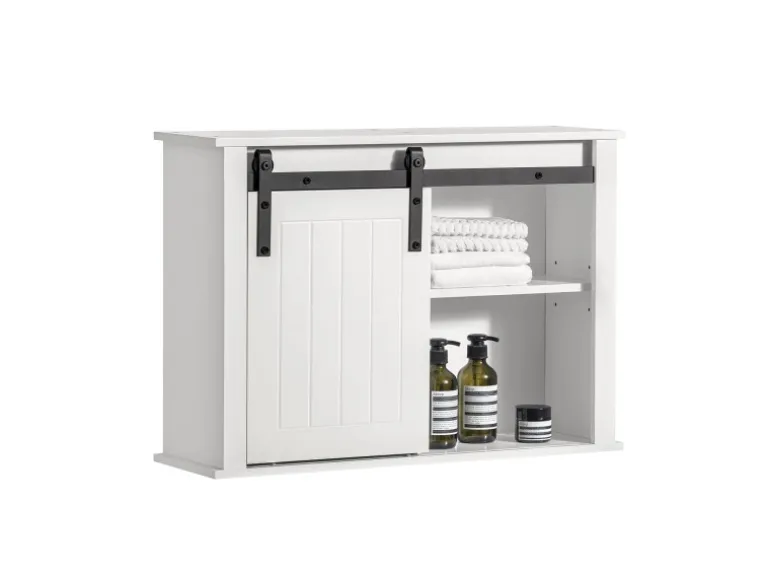 SoBuy Hängeschrank mit Schiebetür Wandschrank Badezimmerschrank BZR71-W