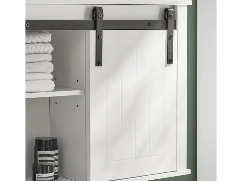 SoBuy Hängeschrank mit Schiebetür Wandschrank Badezimmerschrank BZR71-W