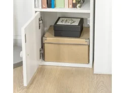 SoBuy Hochschrank mit Schubladen und Türen Holz Weiß STR10-W