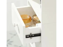 SoBuy Hochschrank mit Schubladen und Türen Holz Weiß STR10-W