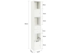 SoBuy Hochschrank mit Schubladen und Türen Holz Weiß STR10-W