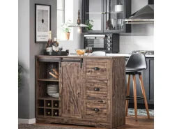 SoBuy Kücheninsel Freistehend Küchenschrank Sideboard Vintagebraun KNL08-N