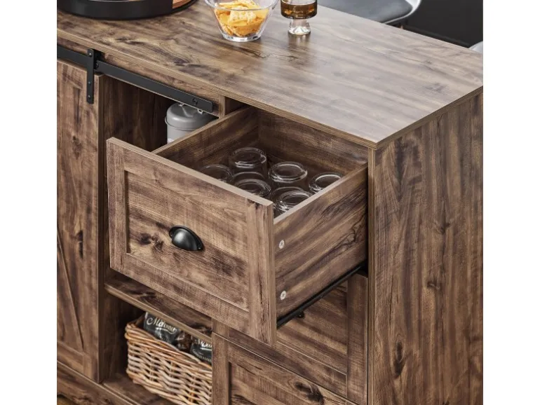 SoBuy Kücheninsel Freistehend Küchenschrank Sideboard Vintagebraun KNL08-N