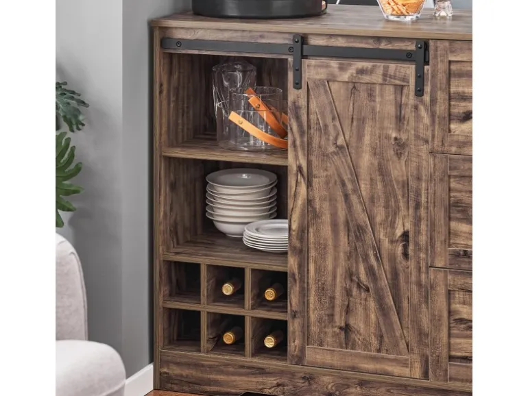 SoBuy Kücheninsel Freistehend Küchenschrank Sideboard Vintagebraun KNL08-N