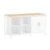 SoBuy Kücheninsel Freistehend Küchenschrank Sideboard Weiß-Natur KNL09-WN