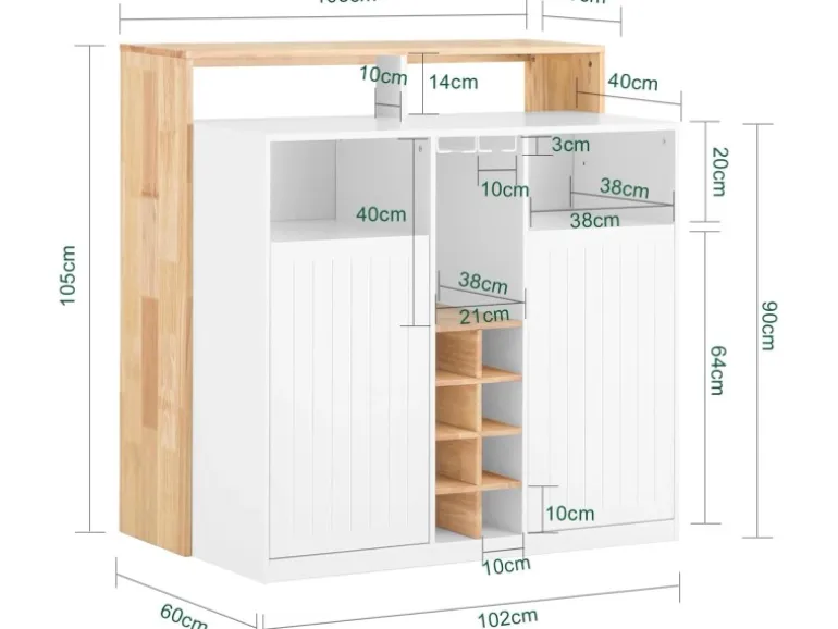 SoBuy Kücheninsel Küchenschrank Kommode Sideboard Buffet KNL07-WN