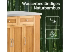 SoBuy Kücheninsel Küchenwagen mit Ausziehbarer Arbeitsplatte Bambus 107x92,5x71cm Natur FKW130-N