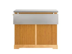 SoBuy Kücheninsel Küchenwagen mit Ausziehbarer Arbeitsplatte Bambus 107x92,5x71cm Natur FKW130-N