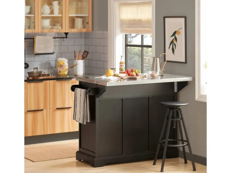 SoBuy Kücheninsel Küchenwagen Küchenschrank Servierwagen Schwarz FKW71-SCH