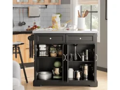 SoBuy Kücheninsel Küchenwagen Küchenschrank Servierwagen Schwarz FKW71-SCH