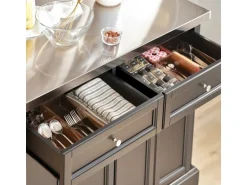 SoBuy Kücheninsel Küchenwagen Küchenschrank Servierwagen Schwarz FKW71-SCH