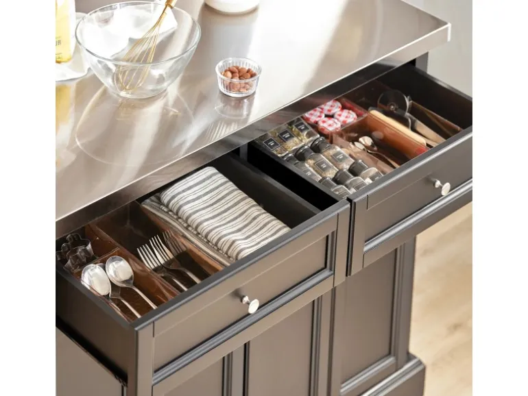 SoBuy Kücheninsel Küchenwagen Küchenschrank Servierwagen Schwarz FKW71-SCH