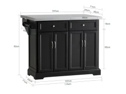 SoBuy Kücheninsel Küchenwagen Küchenschrank Servierwagen Schwarz FKW71-SCH