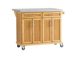 SoBuy Kücheninsel Küchenwagen Küchenschrank Servierwagen Bambus 115cm FKW69-N