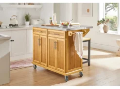 SoBuy Kücheninsel Küchenwagen Küchenschrank Servierwagen Bambus 115cm FKW69-N