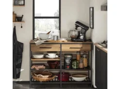 SoBuy Kücheninsel Sideboard mit Schublade Kommode Küchenschrank Vintage FSB85-PF