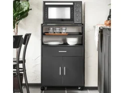 SoBuy Küchenschrank Küchenwagen Mikrowellenschrank Servierwagen FSB09-SCH