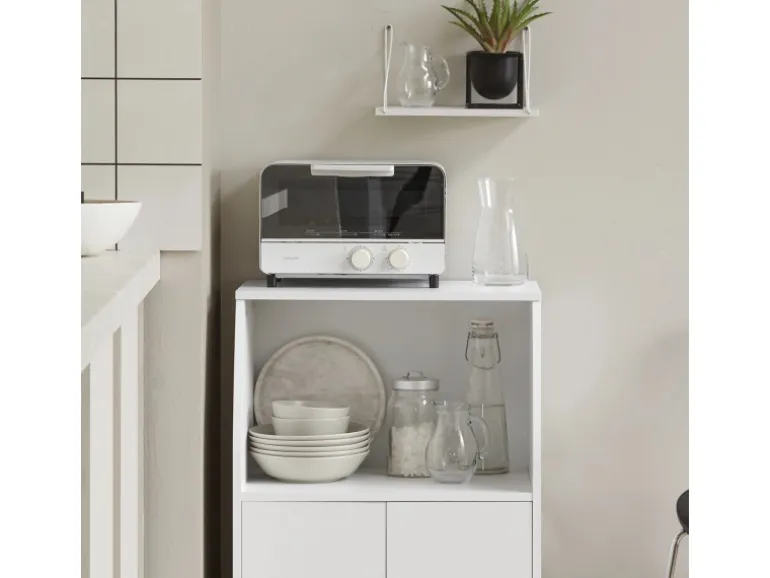 SoBuy Küchenschrank Mikrowellenschrank mit 2 Ablagen und 2 Türen FRG241-W