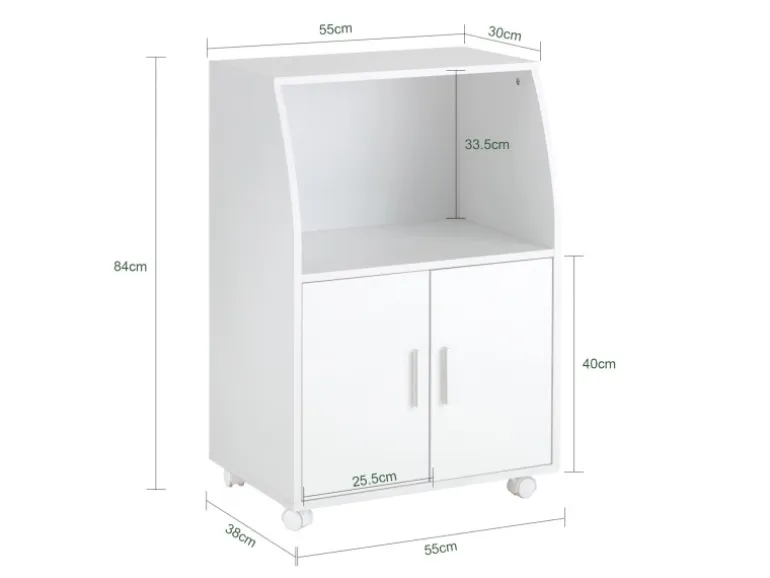 SoBuy Küchenschrank Mikrowellenschrank mit 2 Ablagen und 2 Türen FRG241-W