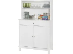 SoBuy Küchenschrank mit 2 Türen Sideboard Buffetschrank Kommode Weiß FSB26-W