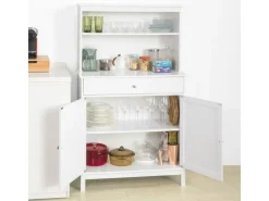SoBuy Küchenschrank mit 2 Türen Sideboard Buffetschrank Kommode Weiß FSB26-W