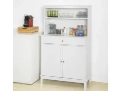 SoBuy Küchenschrank mit 2 Türen Sideboard Buffetschrank Kommode Weiß FSB26-W