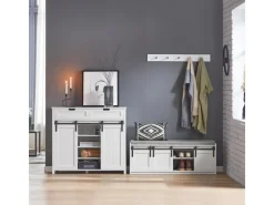 SoBuy Küchenschrank Sideboard mit Schiebetür Buffet Kommode Weiß FSB74-W