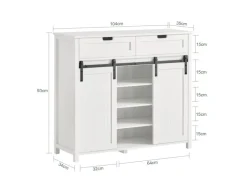 SoBuy Küchenschrank Sideboard mit Schiebetür Buffet Kommode Weiß FSB74-W
