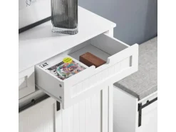 SoBuy Küchenschrank Sideboard mit Schiebetür Buffet Kommode Weiß FSB74-W