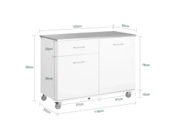 SoBuy Küchenwagen auf Rollen Kücheninsel Rollwagen Servierwagen Weiß FKW117-W