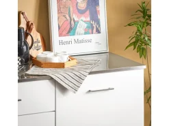 SoBuy Küchenwagen auf Rollen Kücheninsel Rollwagen Servierwagen Weiß FKW117-W