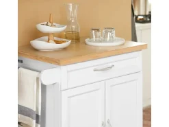 SoBuy Küchenwagen aus MDF mit Bambus Top Küchenschrank Servierwagen FKW13-WN