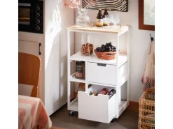 SoBuy Küchenwagen mit 2 Schubladen 3 Ablagen Servierwagen 53x89x37cm FKW111-WN