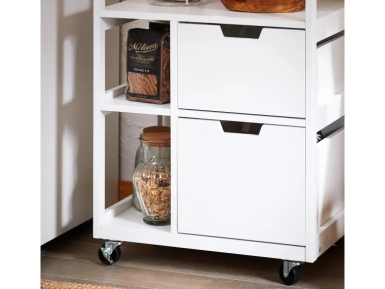 SoBuy Küchenwagen mit 2 Schubladen 3 Ablagen Servierwagen 53x89x37cm FKW111-WN