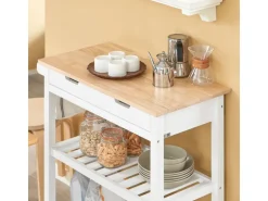 SoBuy Küchenwagen mit 2 Schubladen Rollwagen Konsolentisch Weiß FKW68-WN