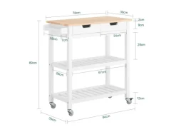 SoBuy Küchenwagen mit 2 Schubladen Rollwagen Konsolentisch Weiß FKW68-WN