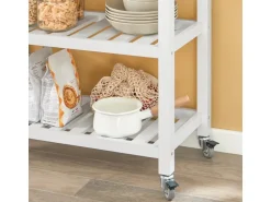 SoBuy Küchenwagen mit 2 Schubladen Rollwagen Konsolentisch Weiß FKW68-WN