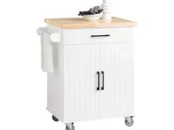 SoBuy Küchenwagen mit Arbeitsplatte Servierwagen Rollwagen Kücheninsel FKW119-WN