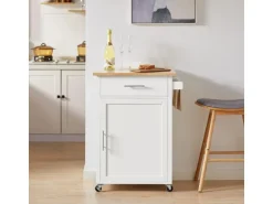 SoBuy Küchenwagen mit Arbeitsplatte Servierwagen Rollwagen Weiß FKW102-WN