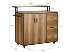 SoBuy Küchenwagen mit Arbeitsplatte Kücheninsel Rollwagen KNL02-PF